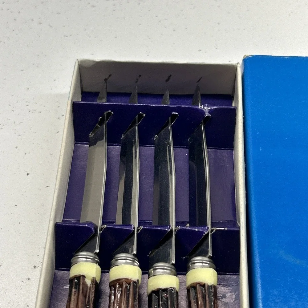 Vintage Steak Knives Hollow Ground Made In Japan‎ Stainless Steel Set Of 4 NOS